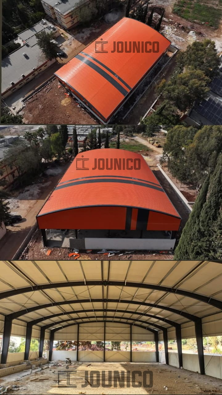 Curved-roof structure branded by Jounico